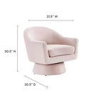Astral Performance Velvet Fabric and Wood Swivel Chair