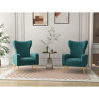 2 Set Velvet Accent Chair Upholstered Living Room Arm Chair