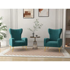 2 Set Velvet Accent Chair Upholstered Living Room Arm Chair