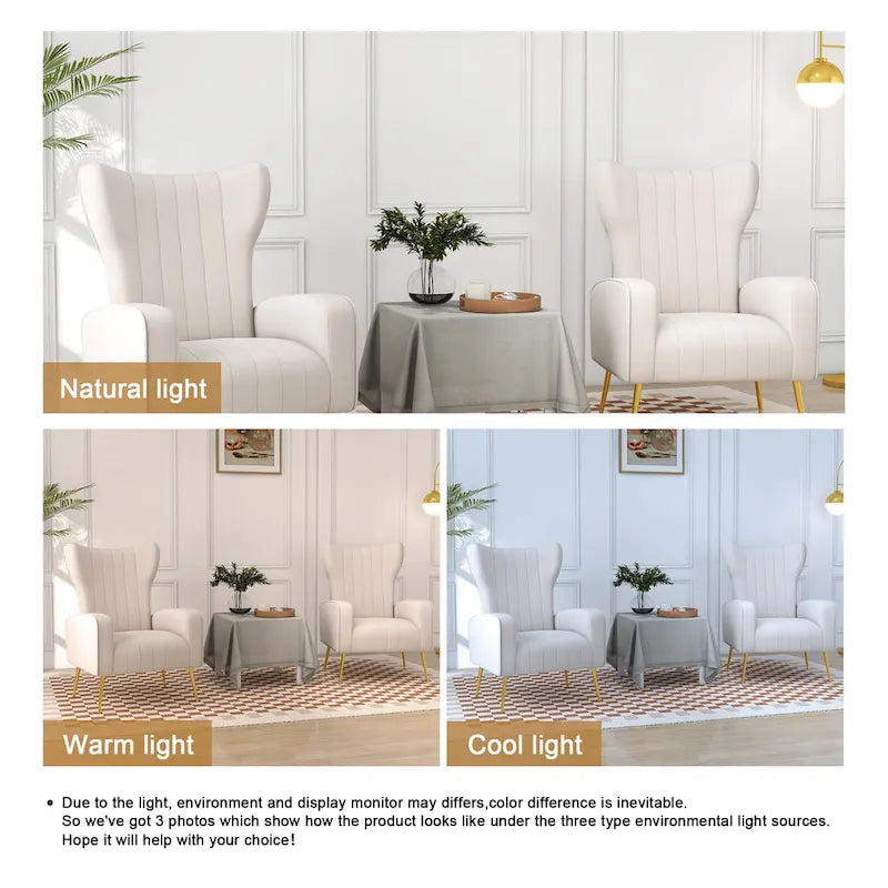 2 Set Velvet Accent Chair Upholstered Living Room Arm Chair