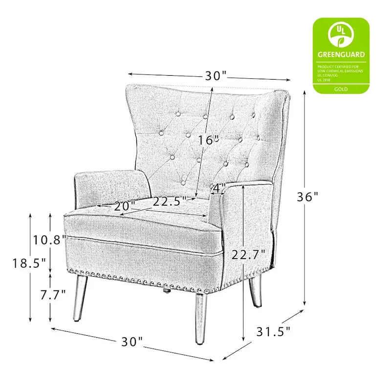 Alpheus Accent Armchair with Nailhead Trim by HULALA HOME