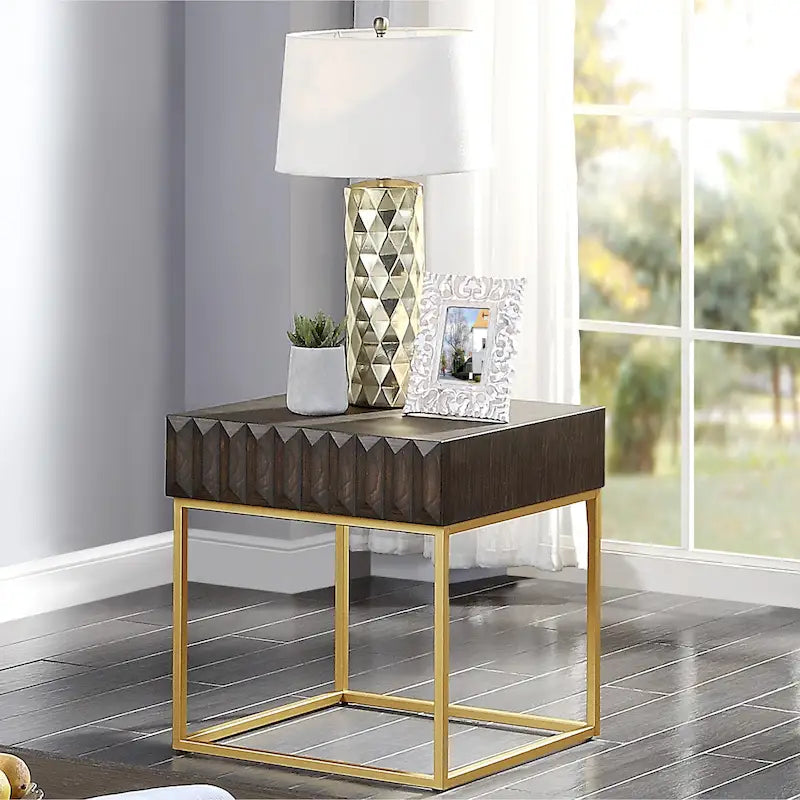 Bird Contemporary Steel 1-Drawer Accent Table by Furniture of America