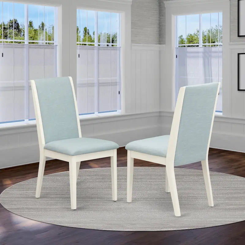 East West Furniture Lancy Parson Chairs - Linen Fabric Padded Dining Chairs, Set of 2, (Finish Options)