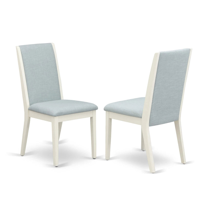 East West Furniture Lancy Parson Chairs - Linen Fabric Padded Dining Chairs, Set of 2, (Finish Options)
