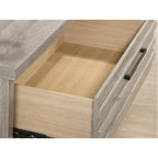 Roundhill Furniture Alvear 3-Piece Upholstered Wood Bedroom Set, Panel Bed and Two Nightstands, Weathered Gray