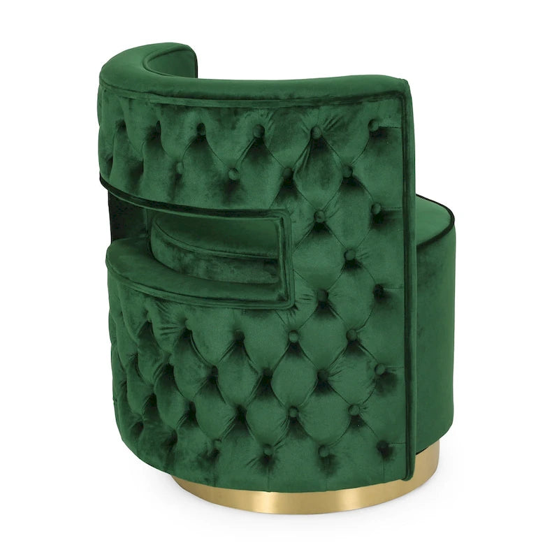 Cardan Modern Glam Round Open Back Velvet Swivel Club Chair by Christopher Knight Home - 26.25 L x 24.25 W x 28.50 H