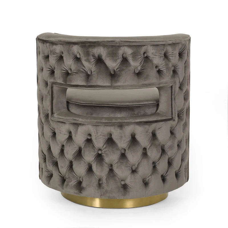 Cardan Modern Glam Round Open Back Velvet Swivel Club Chair by Christopher Knight Home - 26.25 L x 24.25 W x 28.50 H