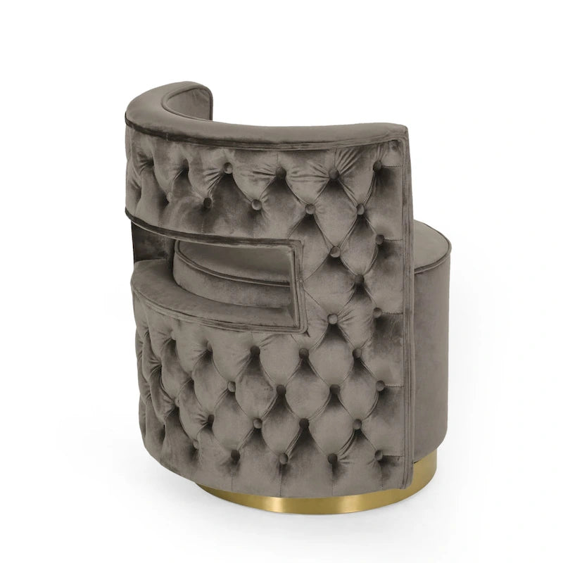 Cardan Modern Glam Round Open Back Velvet Swivel Club Chair by Christopher Knight Home - 26.25 L x 24.25 W x 28.50 H