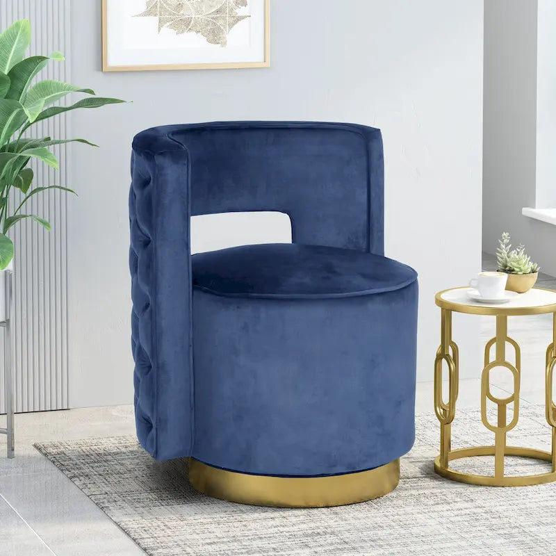 Cardan Modern Glam Round Open Back Velvet Swivel Club Chair by Christopher Knight Home - 26.25 L x 24.25 W x 28.50 H
