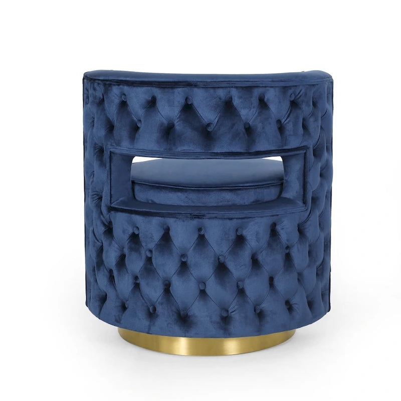 Cardan Modern Glam Round Open Back Velvet Swivel Club Chair by Christopher Knight Home - 26.25 L x 24.25 W x 28.50 H