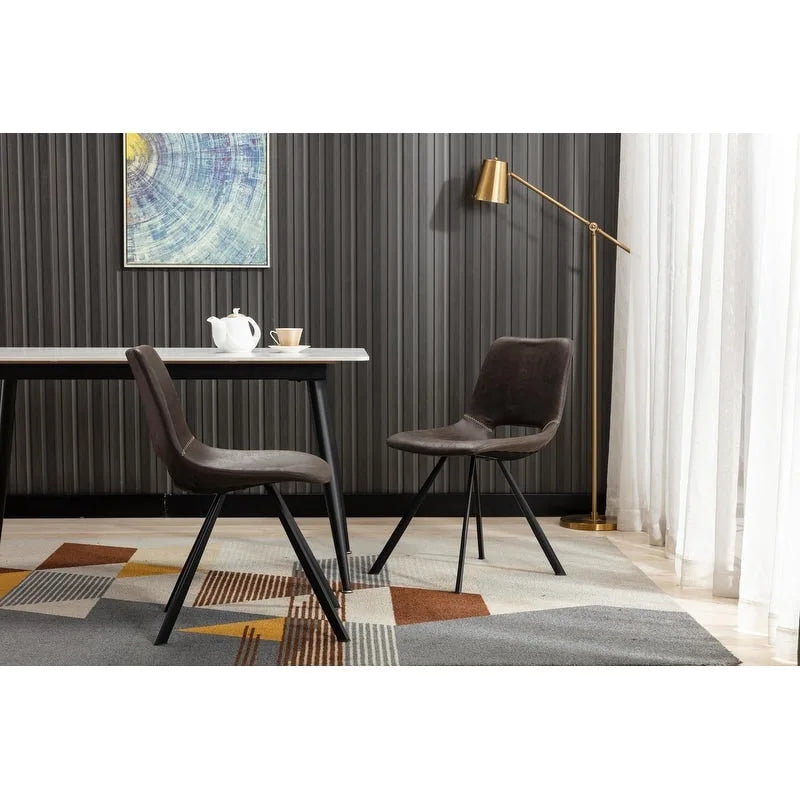 Modern Faux Leather Dining Chairs with Metal Frame (Set of 2) - 20 H x 14.5 W x 20 D