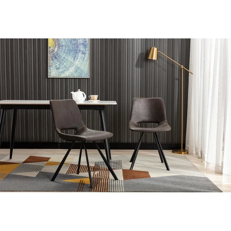 Modern Faux Leather Dining Chairs with Metal Frame (Set of 2) - 20 H x 14.5 W x 20 D