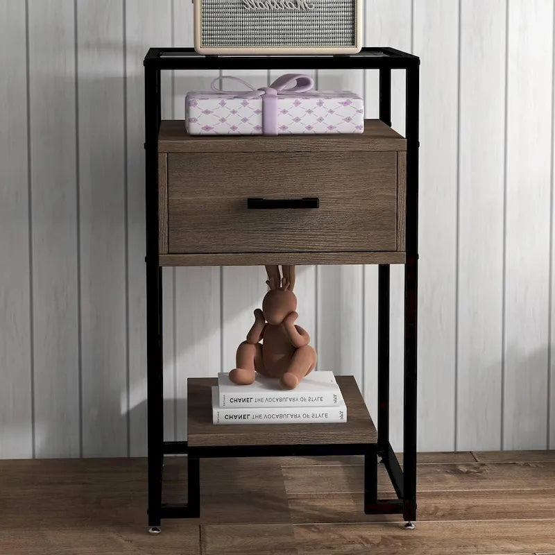 Set of 2 Modern End Table with Storage Drawer