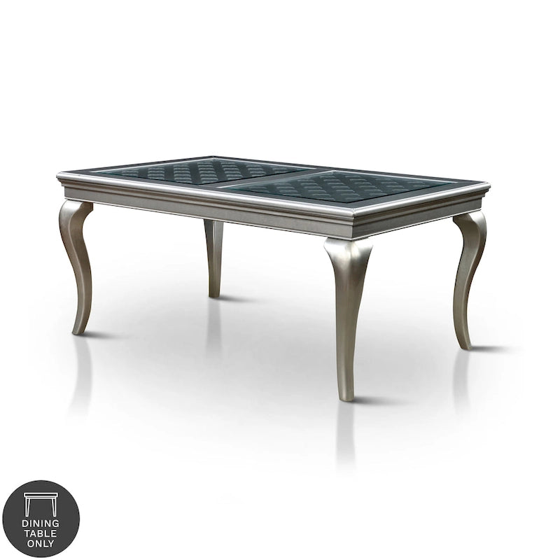Furniture of America Tily Glam 66-inch Glass Top Wood Dining Table