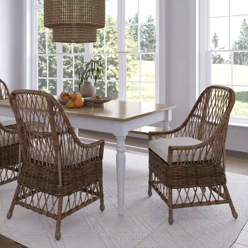 Bayside Curvilinear Rattan Cushioned Dining Chair by East at Main - 22x23x39