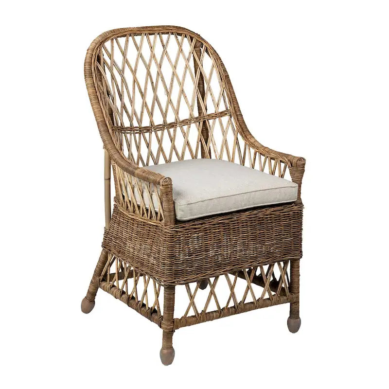 Bayside Curvilinear Rattan Cushioned Dining Chair by East at Main - 22x23x39