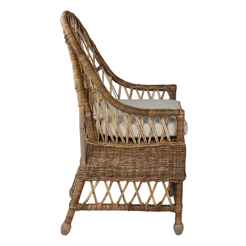 Bayside Curvilinear Rattan Cushioned Dining Chair by East at Main - 22x23x39