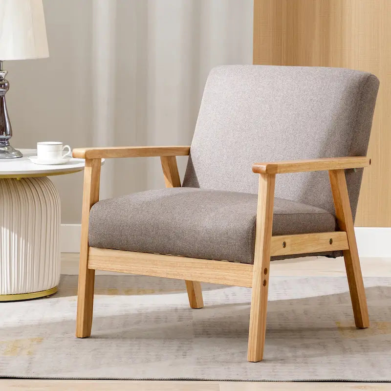 Padded Seat Wooden Lounge Armchair