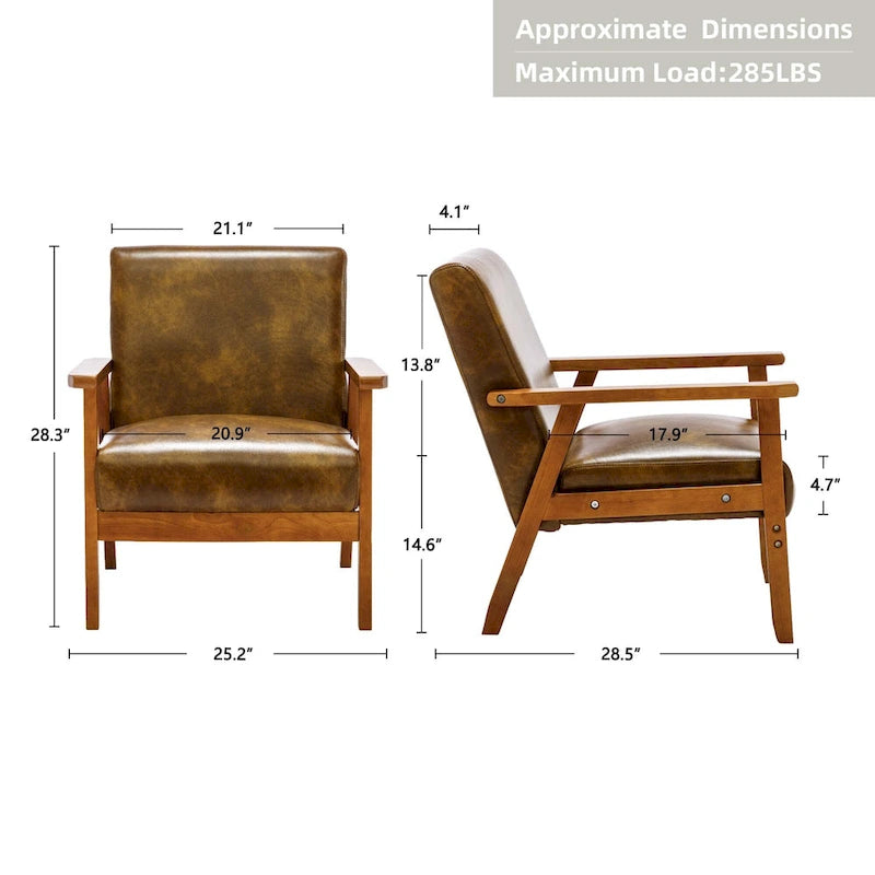 Padded Seat Wooden Lounge Armchair