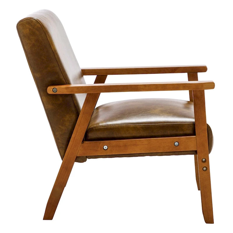 Padded Seat Wooden Lounge Armchair