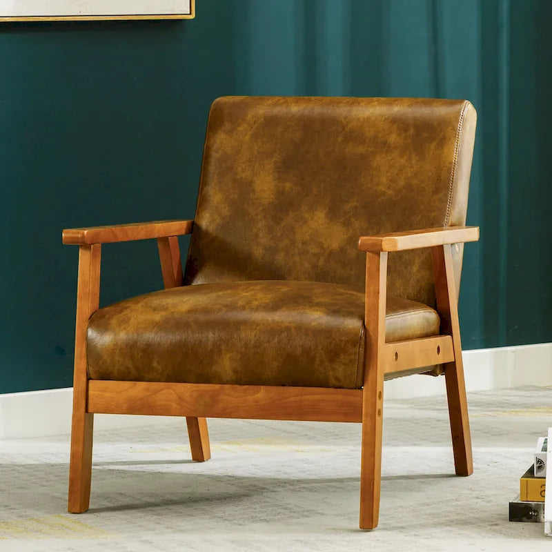 Padded Seat Wooden Lounge Armchair