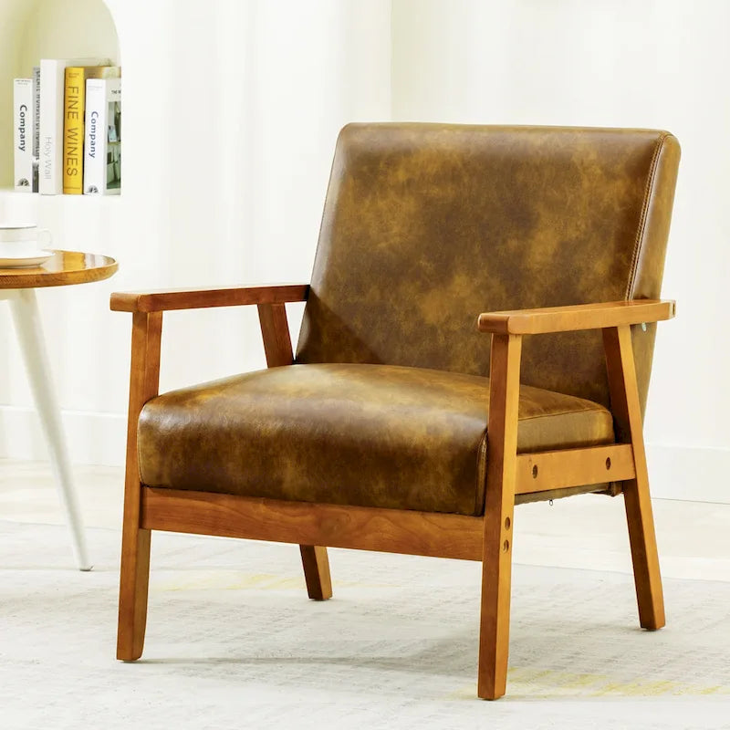 Padded Seat Wooden Lounge Armchair