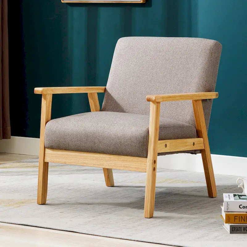 Padded Seat Wooden Lounge Armchair
