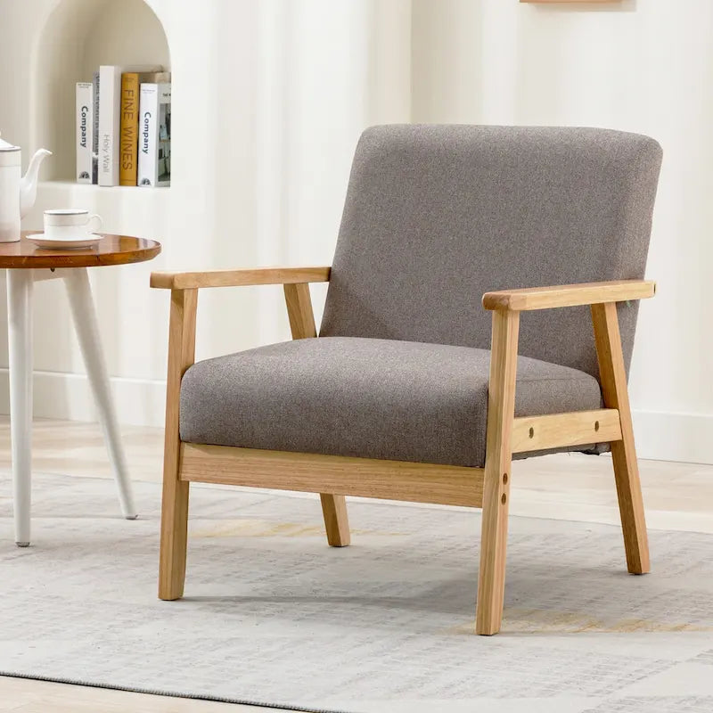 Padded Seat Wooden Lounge Armchair