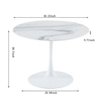42.1 Tulip Dining Table With Round Marble Pattern Table Top for 4-6 People