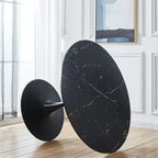 42.1 Tulip Dining Table With Round Marble Pattern Table Top for 4-6 People