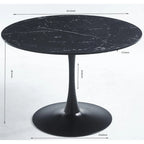 42.1 Tulip Dining Table With Round Marble Pattern Table Top for 4-6 People