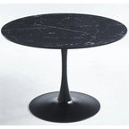 42.1 Tulip Dining Table With Round Marble Pattern Table Top for 4-6 People