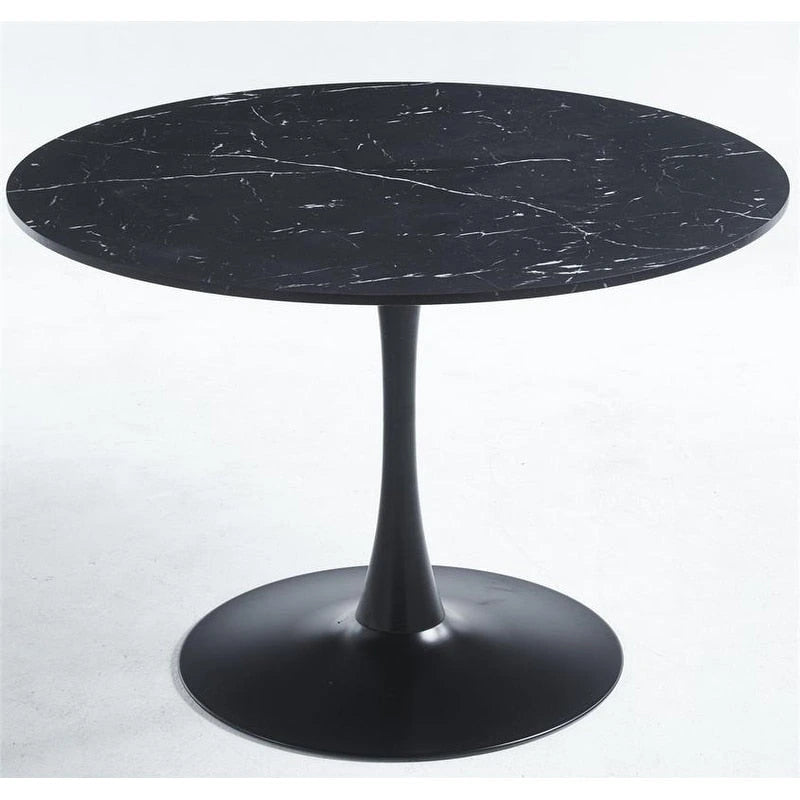 42.1 Tulip Dining Table With Round Marble Pattern Table Top for 4-6 People
