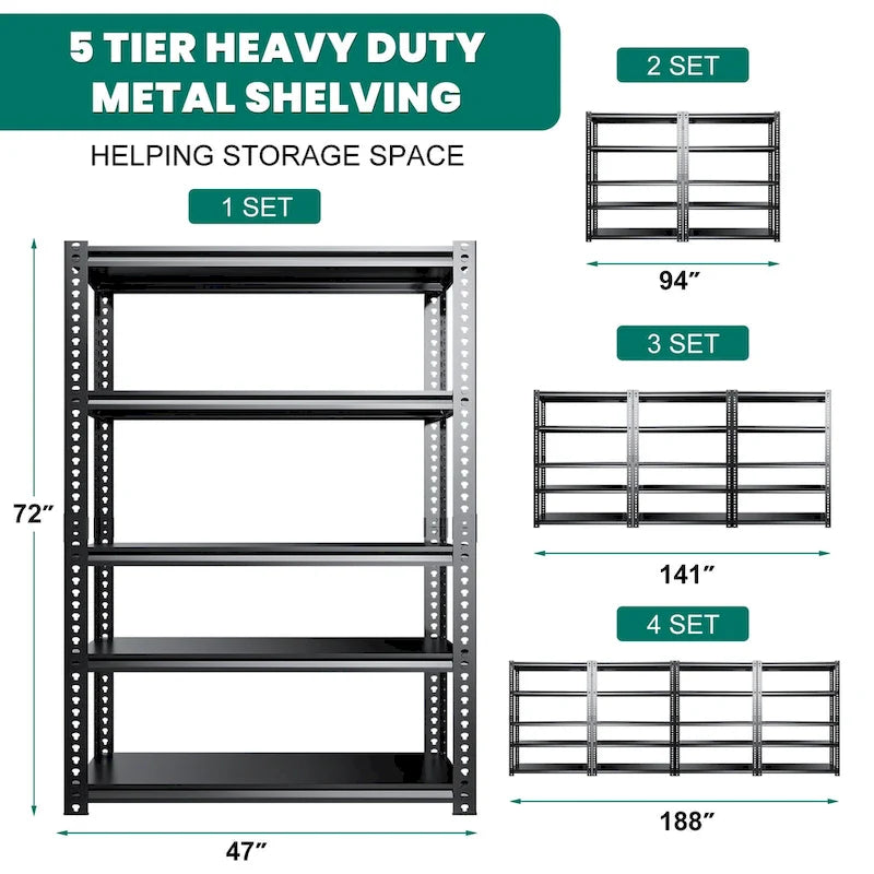 DoCred Metal Shelving Unit, Heavy Duty Garage Storage Rack, 3Pack