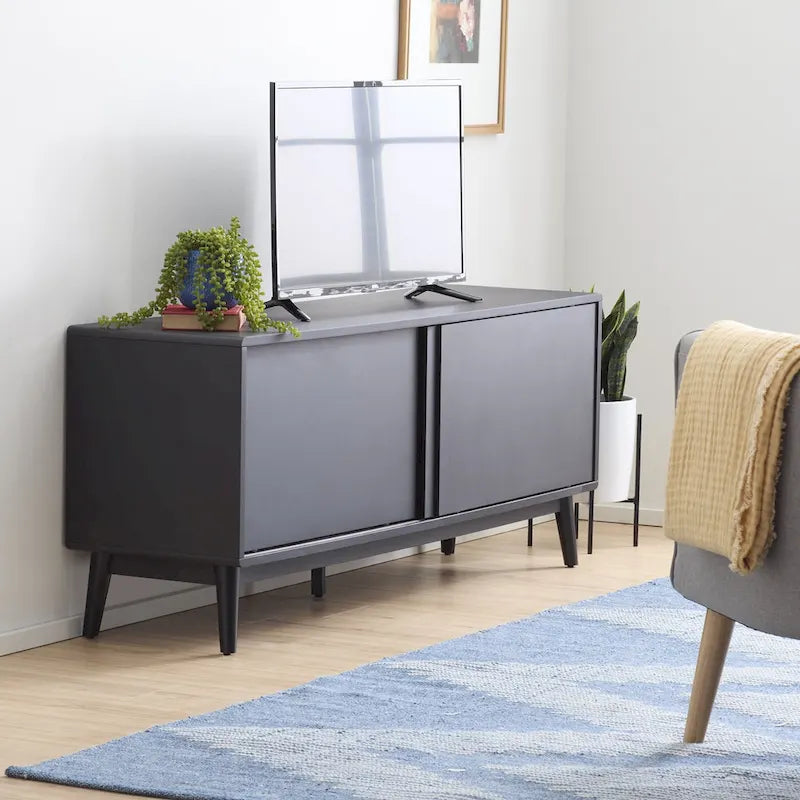 Brookside Madison Mid Century Modern TV Stand for TV's up to 65 Sliding Doors and Cable Management