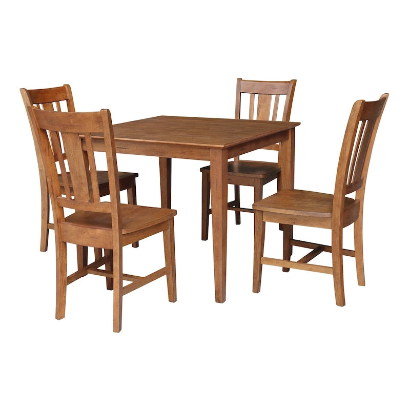 36 x 36 in. Solid Wood Dining Table with 4 Splatback Chairs - 5 Piece Set