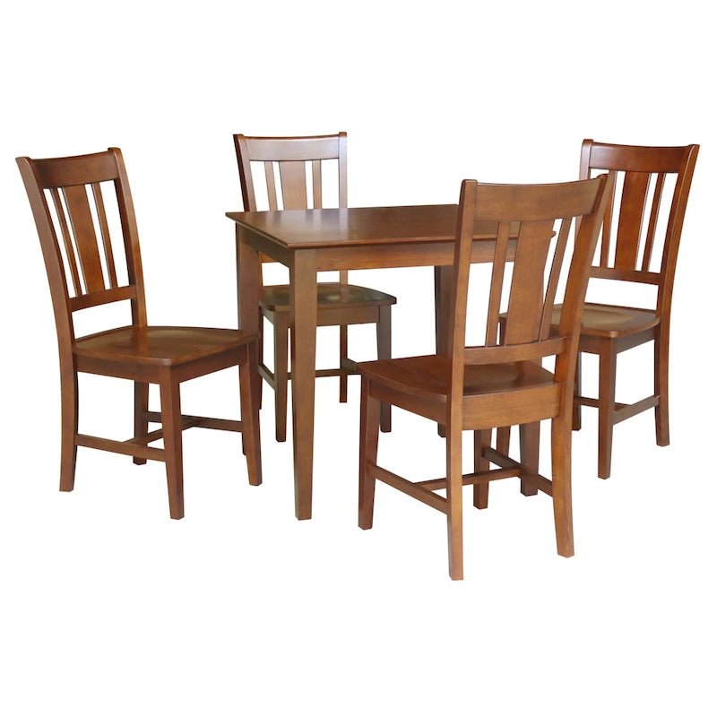 36 x 36 in. Solid Wood Dining Table with 4 Splatback Chairs - 5 Piece Set