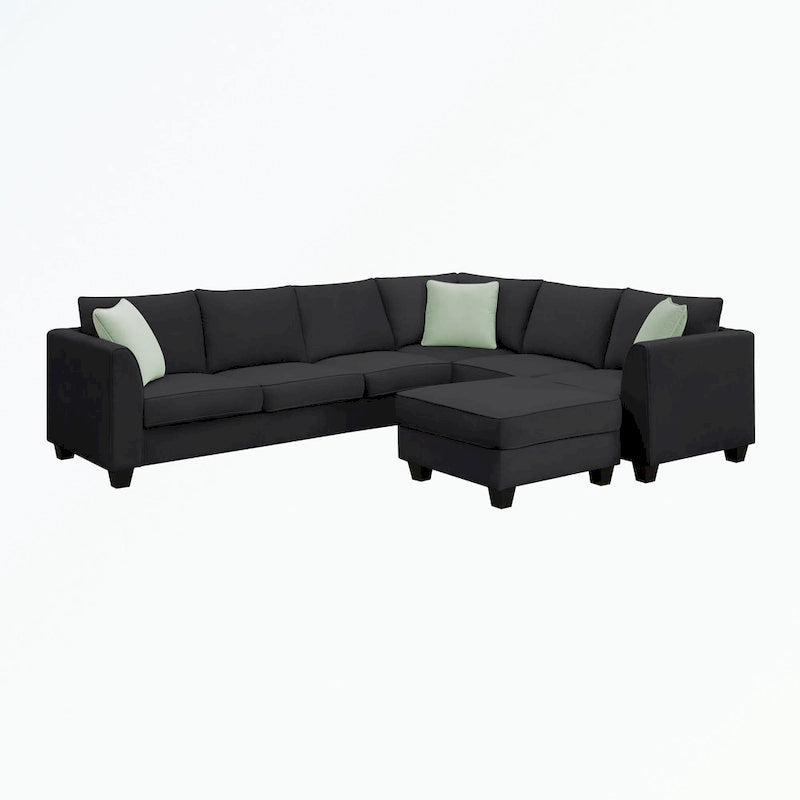 Modular Sectional Sofa with Ottoman and 3 Pillows