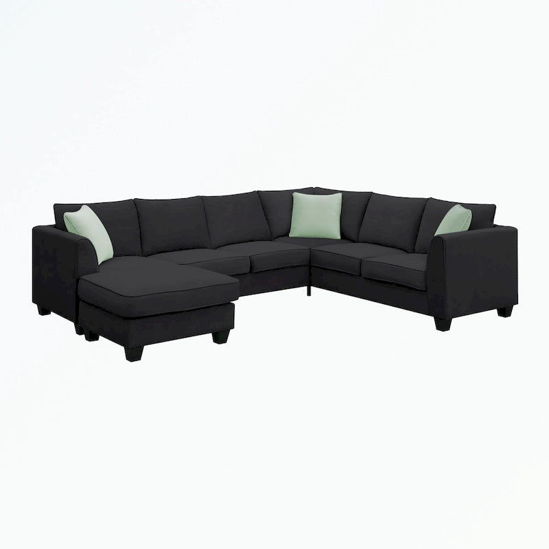 Modular Sectional Sofa with Ottoman and 3 Pillows
