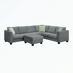 Modular Sectional Sofa with Ottoman and 3 Pillows