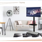 Adjustable Tempered Glass Metal Frame With Lockable Wheels Mobile TV Stand