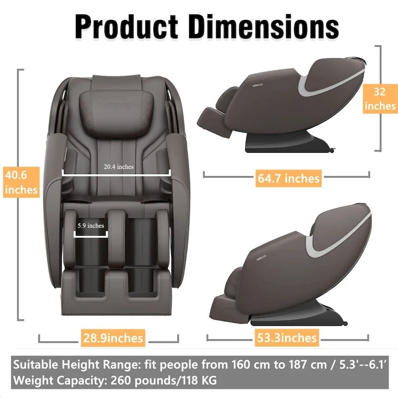 Massage Chair Recliner with Zero Gravity Airbag Massage Bluetooth Speaker Foot RollerBlack