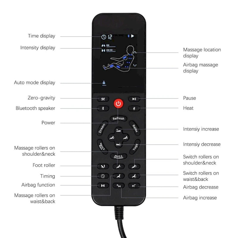 Massage Chair Recliner with Zero Gravity Airbag Massage Bluetooth Speaker Foot RollerBlack