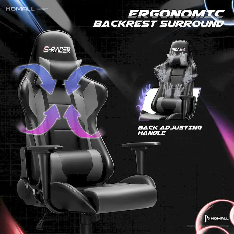 Homall Ergonomic Faux Leather Adjustable Swivel Office Gaming Chair