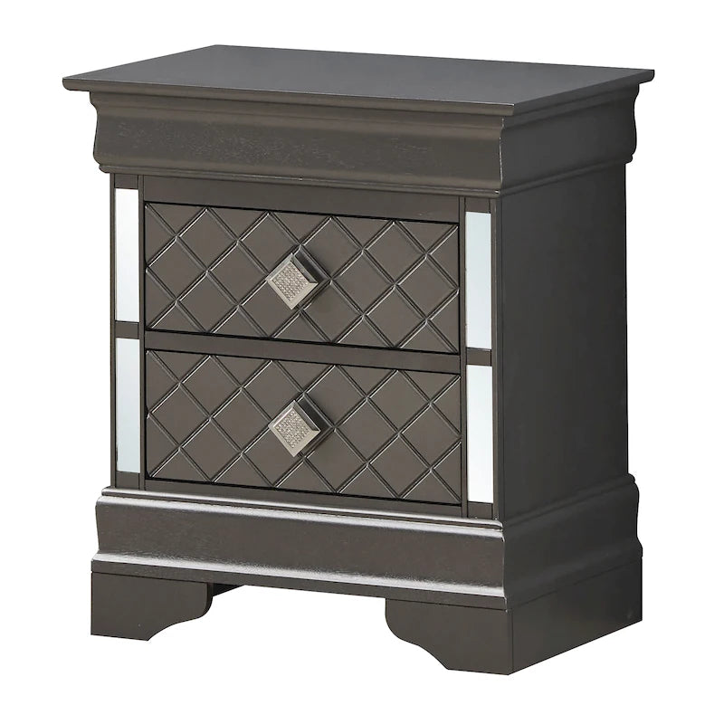 Verona Mirrored Wood 2-drawer Nightstand