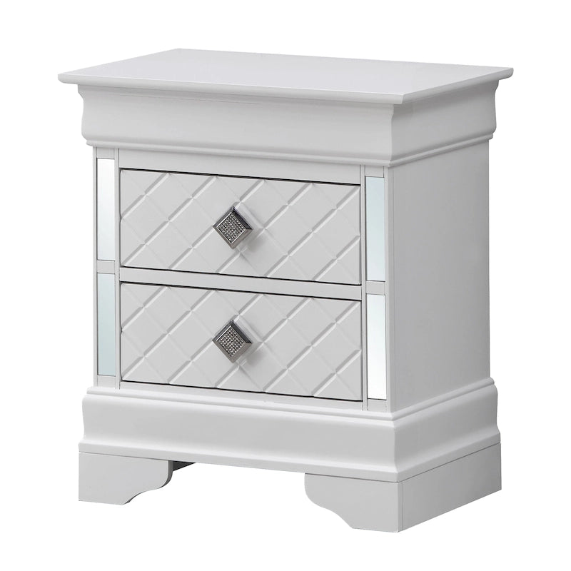 Verona Mirrored Wood 2-drawer Nightstand