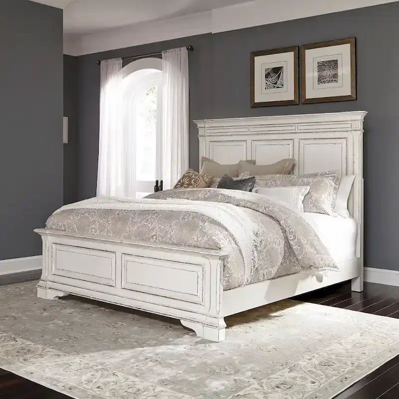 The Gray Barn Abbey Park Antique White King Panel Bed