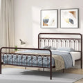 CUSchoice Metal Bed Queen in Black and Antique Brown Finishes