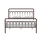 CUSchoice Metal Bed Queen in Black and Antique Brown Finishes