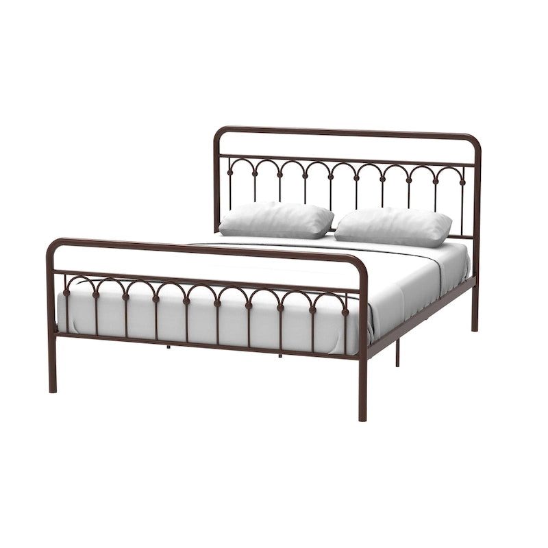 CUSchoice Metal Bed Queen in Black and Antique Brown Finishes